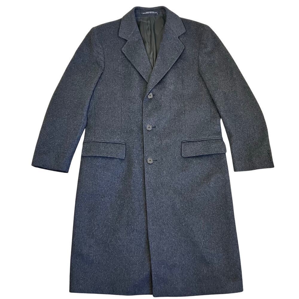 Franco's Mens XL Vintage 100% Cashmere Karamai Full Length Dress Coat Charcoal - Picture 3 of 16